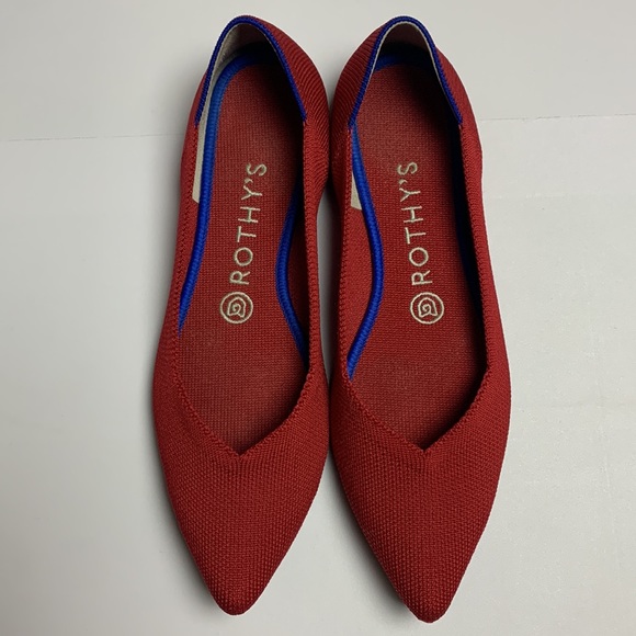 Rothy’s Red Python Flats Size 8 Washable Pointed Toe - Picture 3 of 9